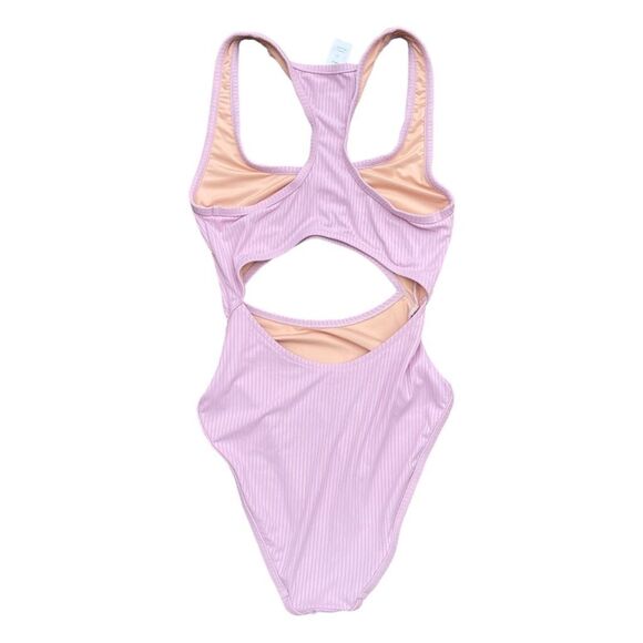 Everlane Linea Aqua Sample Monokini One-Piece Cutout Swimsuit Lilac Purple S - Picture 2 of 6